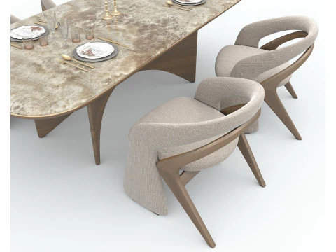 Modern Dining Table and Chairs 41 3D Model