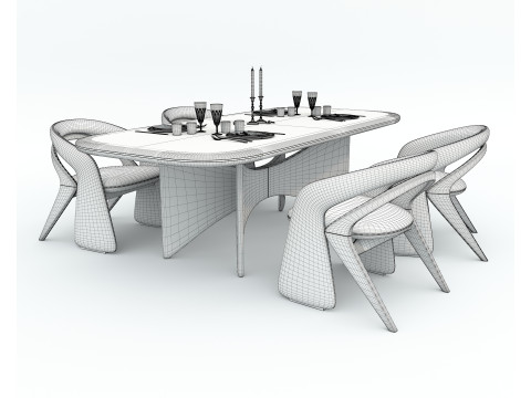 Modern Dining Table and Chairs 41 3D Модель