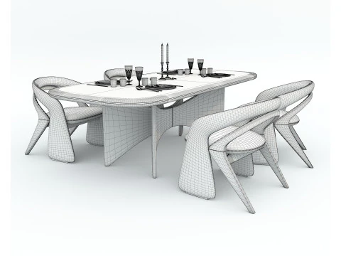 Modern Dining Table and Chairs 41 3D Model