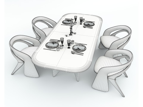 Modern Dining Table and Chairs 41 3D Модель