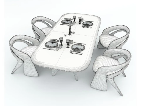 Modern Dining Table and Chairs 41 3D Model