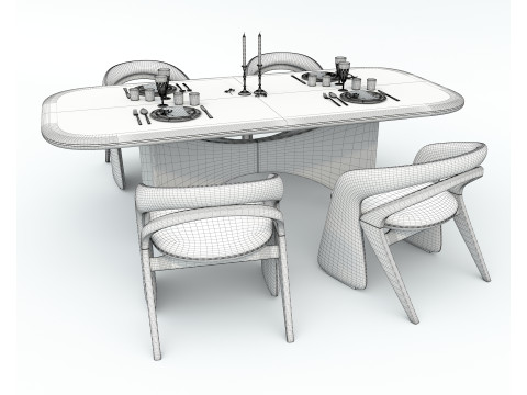 Modern Dining Table and Chairs 41 3D Модель
