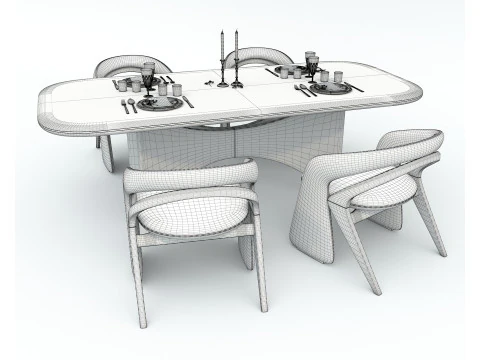 Modern Dining Table and Chairs 41 3D Model