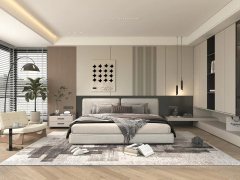 Modern Yatak Odası Sahnesi 46 3D Model