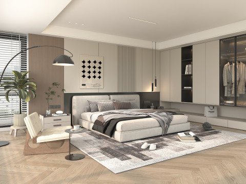 Modern Bedroom Scene 46 3Dモデル