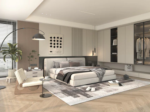 Moderne Schlafzimmerszene 46 3D Modell