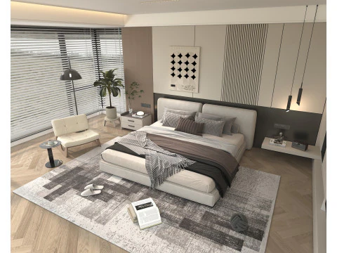 Moderne Schlafzimmerszene 46 3D Modell