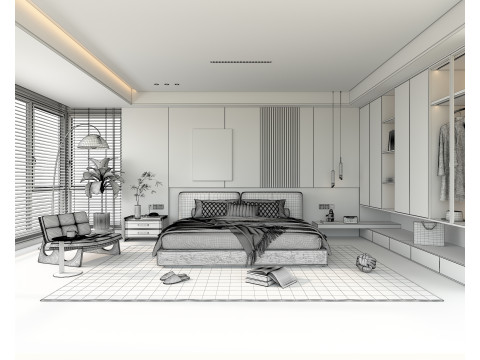 Modern Bedroom Scene 46 3Dモデル
