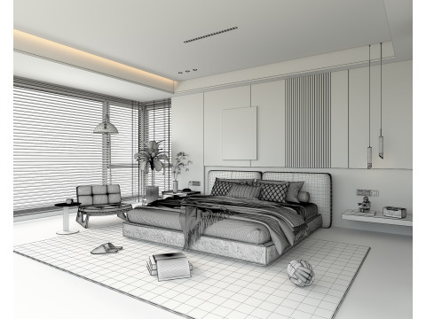 Modern Bedroom Scene 46 3Dモデル