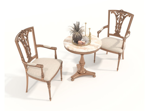 Classic European style Table and Chairs 11 3D-Modell