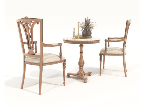 Classic European style Table and Chairs 11 3D-Modell