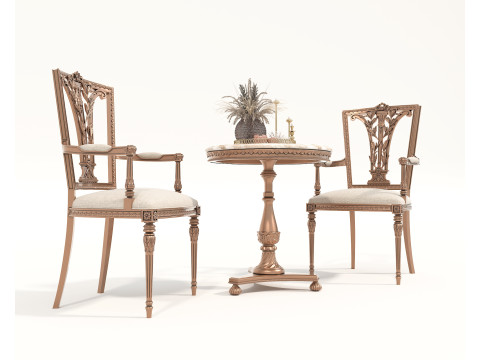 Classic European style Table and Chairs 11 3D-Modell