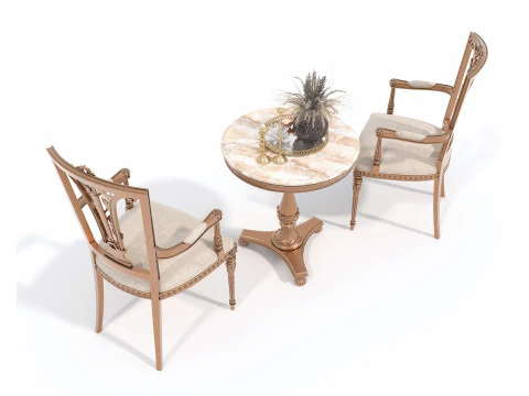 Mesa e cadeiras cl&aacute;ssicas de estilo europeu 11 Modelo 3D