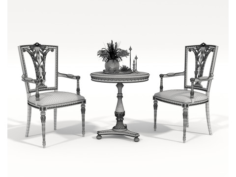 Classic European style Table and Chairs 11 3D-Modell