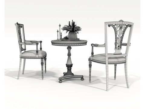 Classic European style Table and Chairs 11 3D-Modell