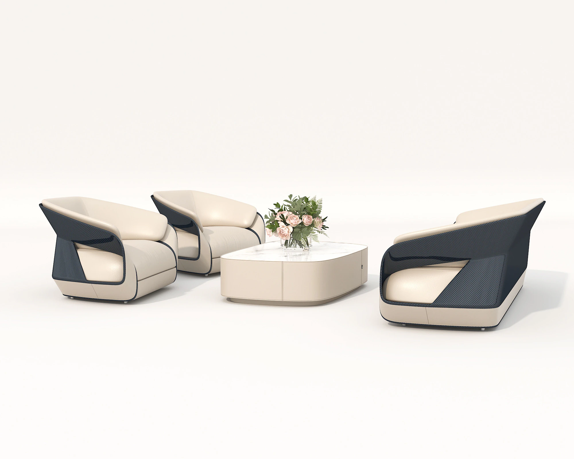 Modern Sofa and Armchair set 6 3D Model .c4d .max .obj .3ds .fbx .stl .blend 