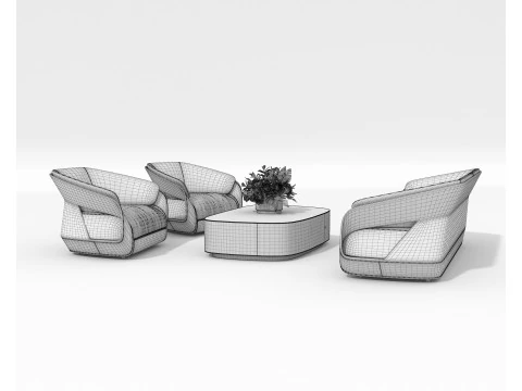 Modern Sofa and Armchair set 6 3D Model