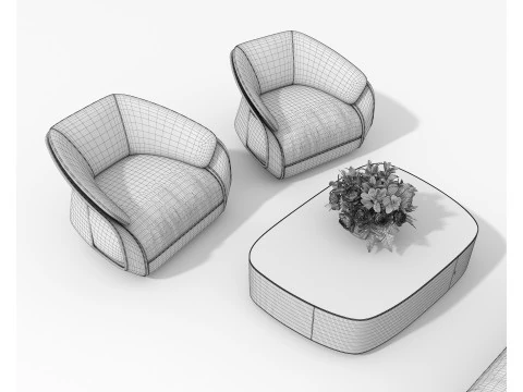 Modern Sofa and Armchair set 6 3D Model