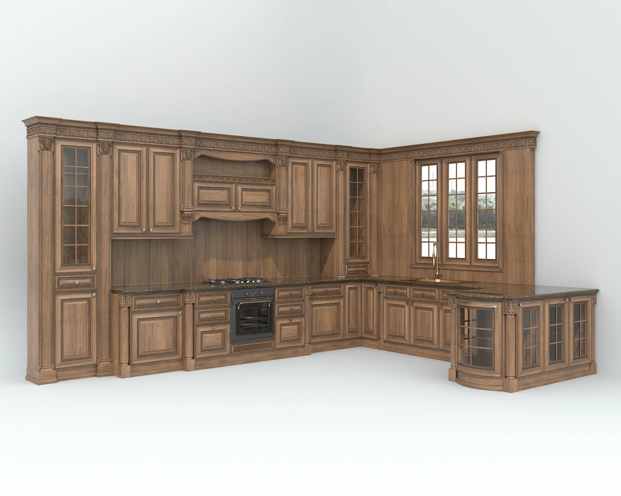 Classic European style Kitchen Cabinet 23 3D Model .c4d .max .obj .3ds .fbx .stl .blend 