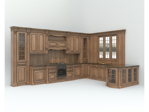 Classic European style Kitchen Cabinet 23 Model 3D