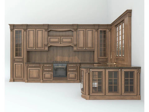 Classic European style Kitchen Cabinet 23 3D Model