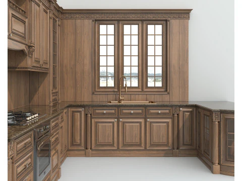 Classic European style Kitchen Cabinet 23 3D Model