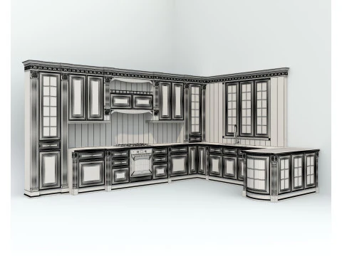 Classic European style Kitchen Cabinet 23 3D Model