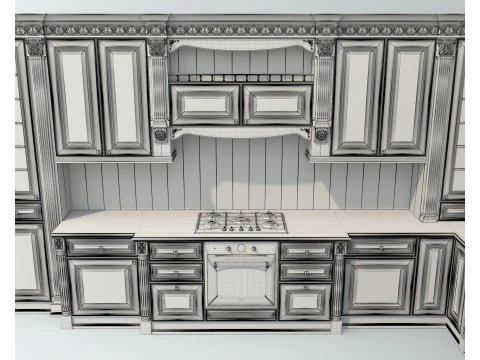 Classic European style Kitchen Cabinet 23 3D Model
