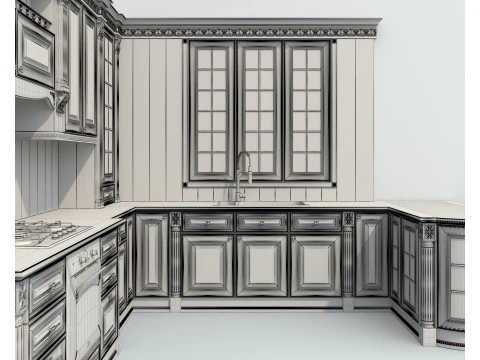 Classic European style Kitchen Cabinet 23 3D Model