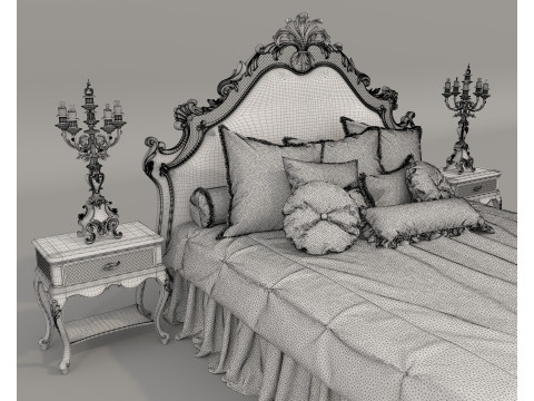 Classic European style Bed set 62 3D-Modell