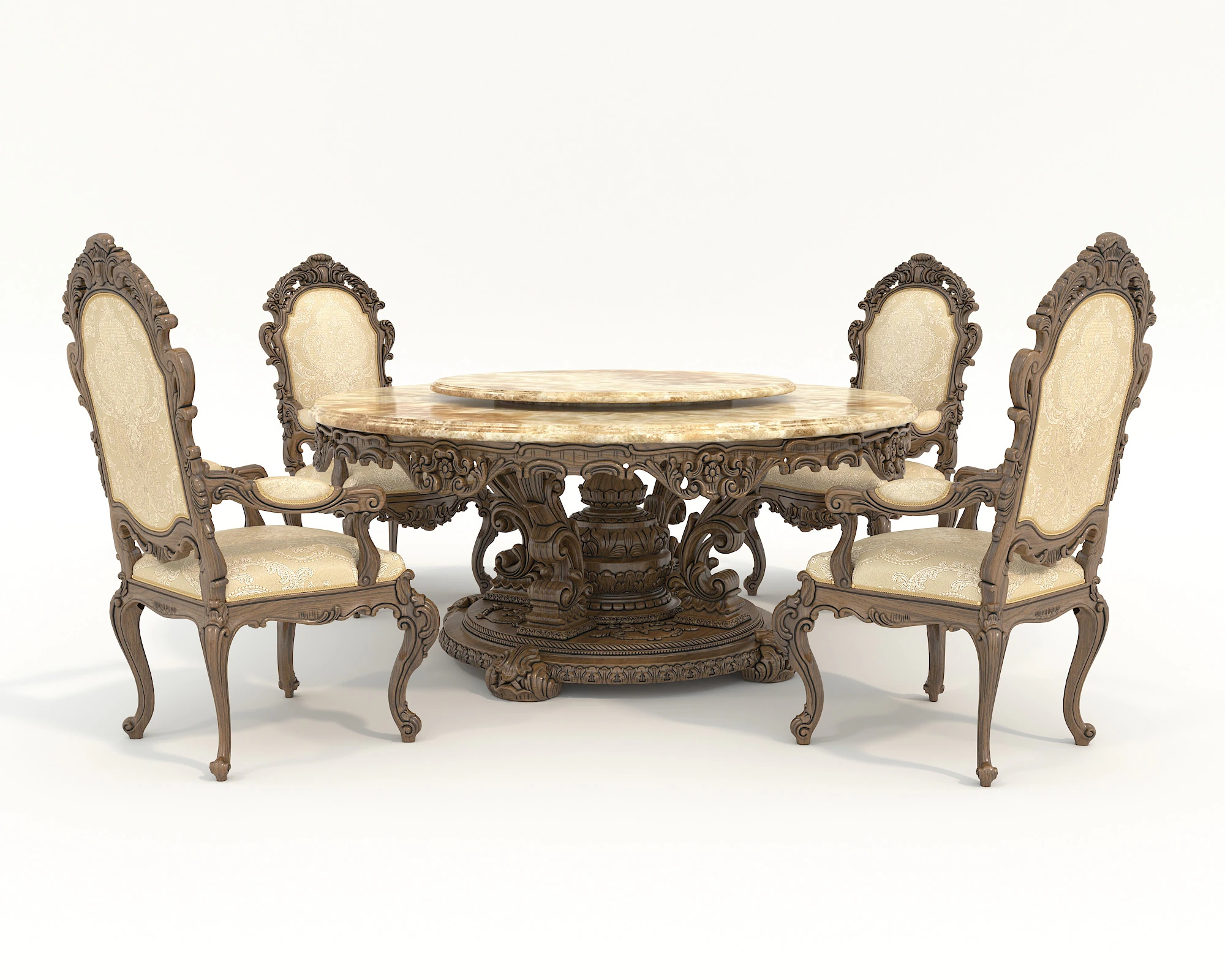クラシックヨーロピアンスタイルのダイニングテーブルとチェア 54 3Dモデル .c4d .max .obj .3ds .fbx .stl .blend 