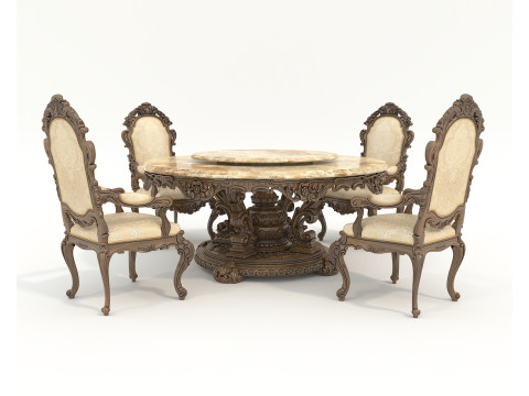 Classic European style Dining Table and Chairs 54 Modelo 3D