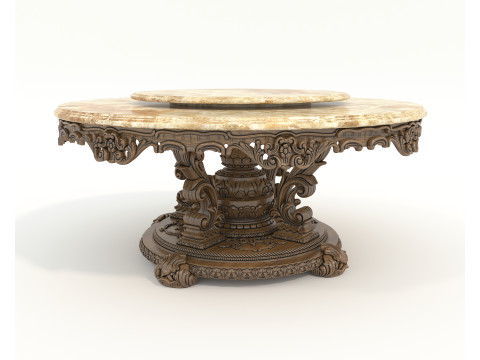 Classic European style Dining Table and Chairs 54 3Dモデル
