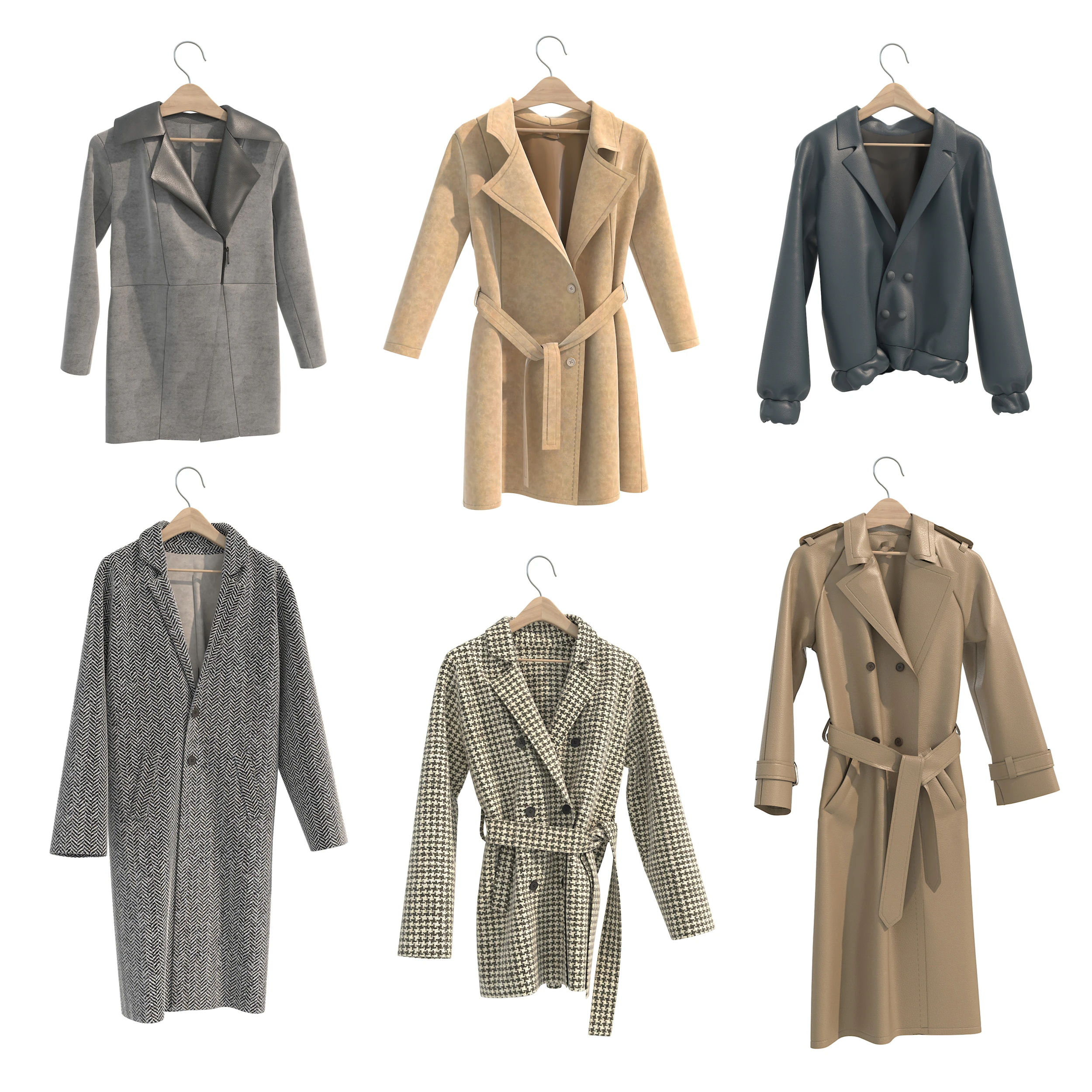 Coat on Hanger Collection 4 3D Model .c4d .max .obj .3ds .fbx .stl .blend 
