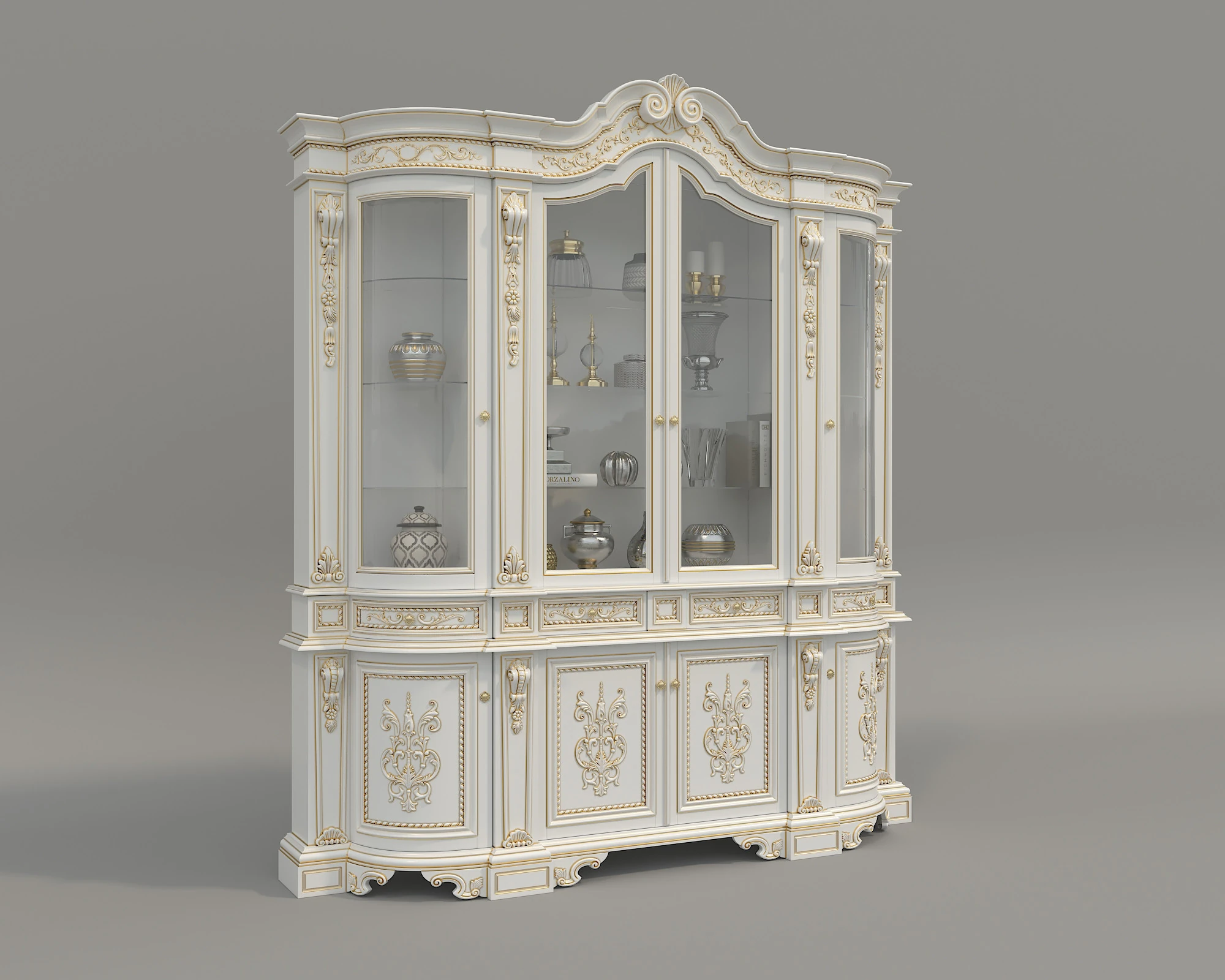 Classic Display Cabinet and Decoration 12 3D Model .c4d .max .obj .3ds .fbx .stl .blend 