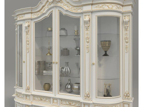 Classic Display Cabinet and Decoration 12 3D Model