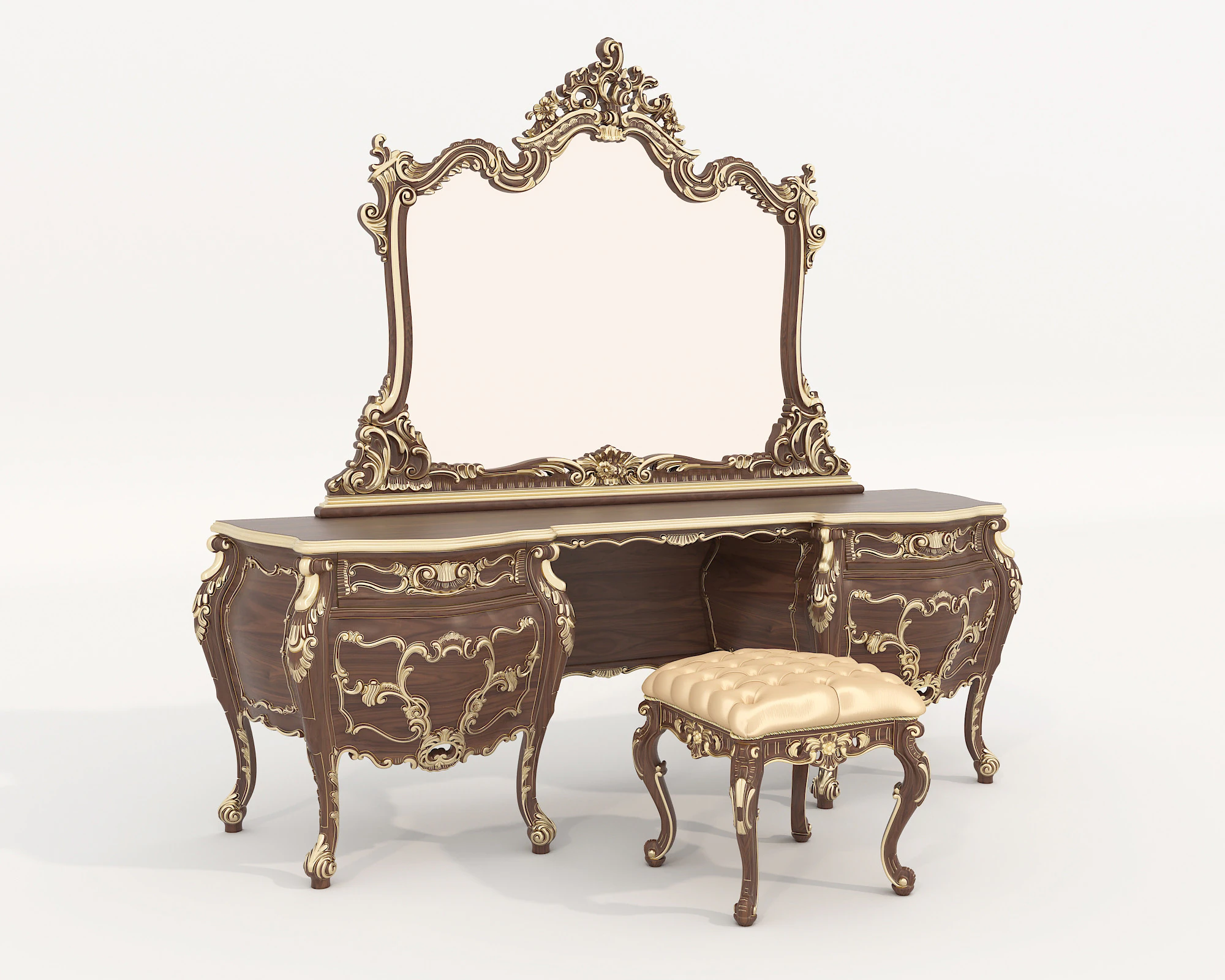 Classic European style Dressing Table 25 3D Model .c4d .max .obj .3ds .fbx .stl .blend 
