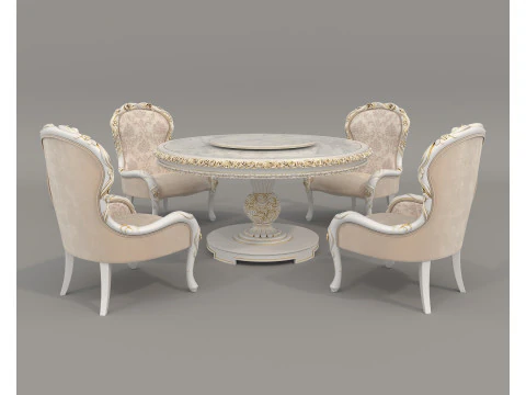 Mesa de jantar e cadeiras de estilo europeu cl&aacute;ssico 56 Modelo 3D
