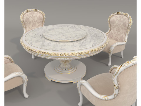 Classic European style Dining Table and Chairs 56 3D Modell
