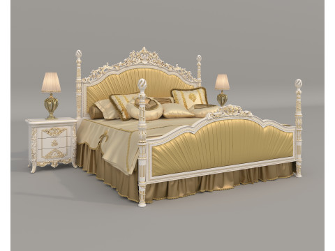 Classic European Style Bed Set 63 Modelo 3D