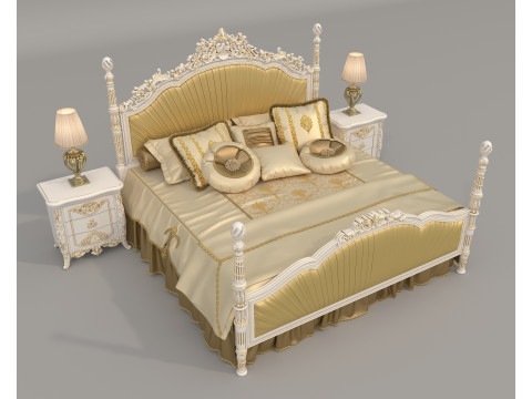 Classic European Style Bed Set 63 3D Model