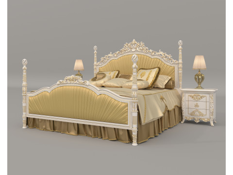 Classic European Style Bed Set 63 3D Model