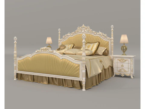 Classic European Style Bed Set 63 3D Model