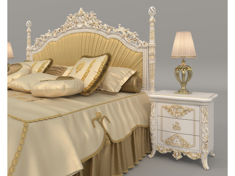 Classic European Style Bed Set 63 3D Model