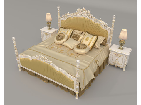 Classic European Style Bed Set 63 3D Model
