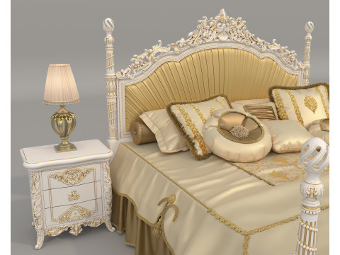 Classic European Style Bed Set 63 3D Model