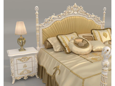 Classic European Style Bed Set 63 3D Model