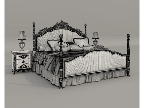 Classic European Style Bed Set 63 3D Model