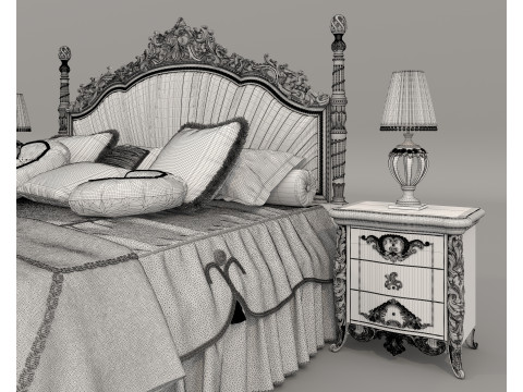Classic European Style Bed Set 63 3D Model