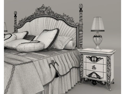 Classic European Style Bed Set 63 3D Model